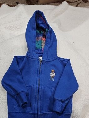 Vintage Polo by Ralph Lauren Royal Blue Toddler Zip Hoodie with Bear